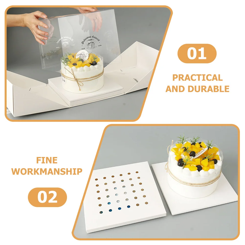 

8-Inch Clear Box Square Transparent Cake Carrier Foldable Portable For Birthday Wedding Party Baking Supplies Cake