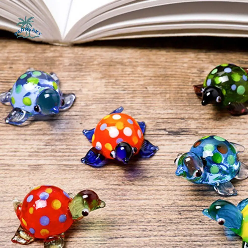 

Smooth Surfaces Handicraft Turtle Figurines Vivid Lightweight Animal Statue Turtle Glass Desktop Ornaments Home Decor