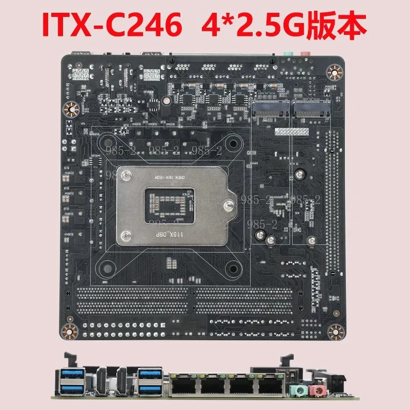 ITX-C246 C246 Chipset NAS Board, 4 Port 2.5G LAN, 8 SATA3.0, 3 M.2 NVMe, PCIe Split, 8 Phase Power
