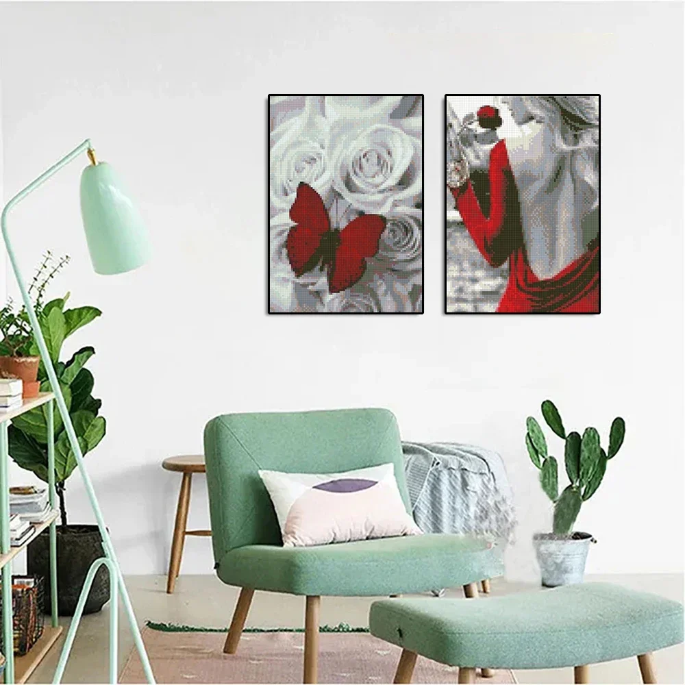 5D Diamond Painting Flower Rose Skull Art Diamond Embroidery Black and White Picture DIY Cross Stitch Set Home Decoration
