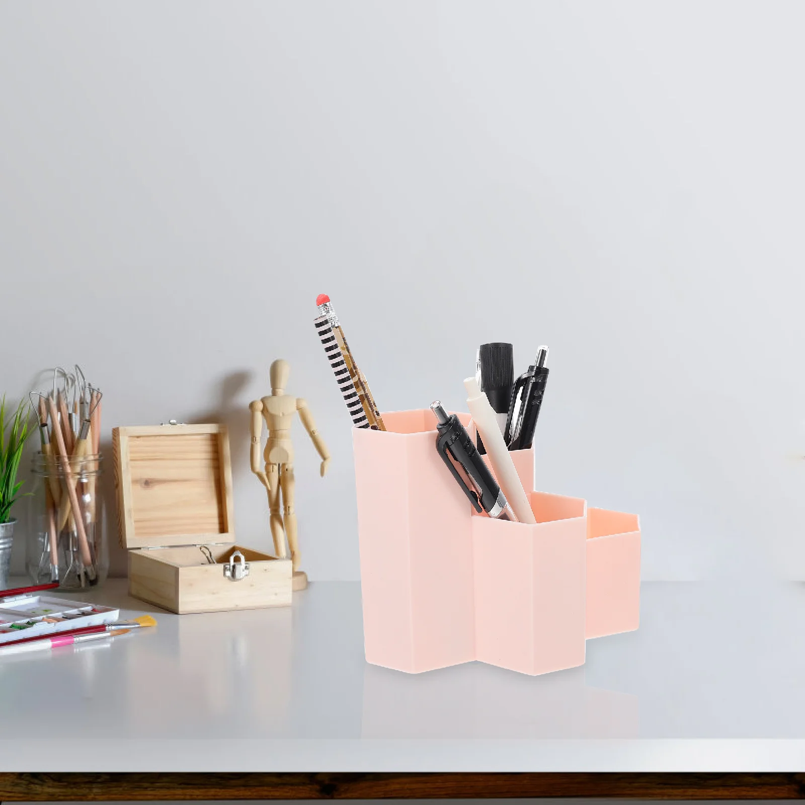 Makeup Brush Holder Lead Pencils Office Pots Desktop Storage Holders Stationery Organizers Pp Student Containers