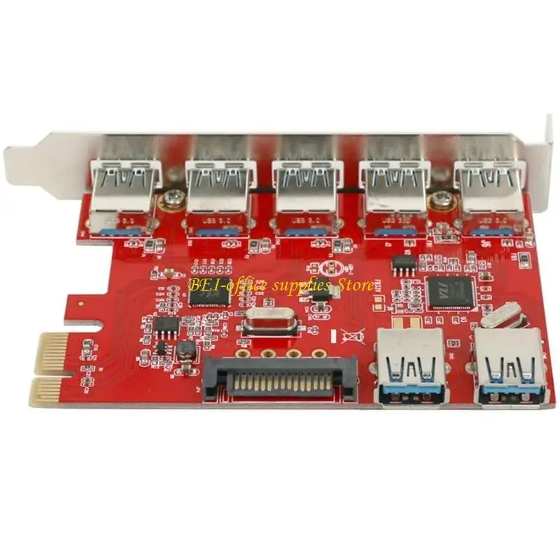 A9LC 7 PORT USB3.0 إلى بطاقة محول توسيع PCIE قم بتوصيل أجهزة متعددة في وقت واحد بنقل بيانات 5 جيجابت في الثانية