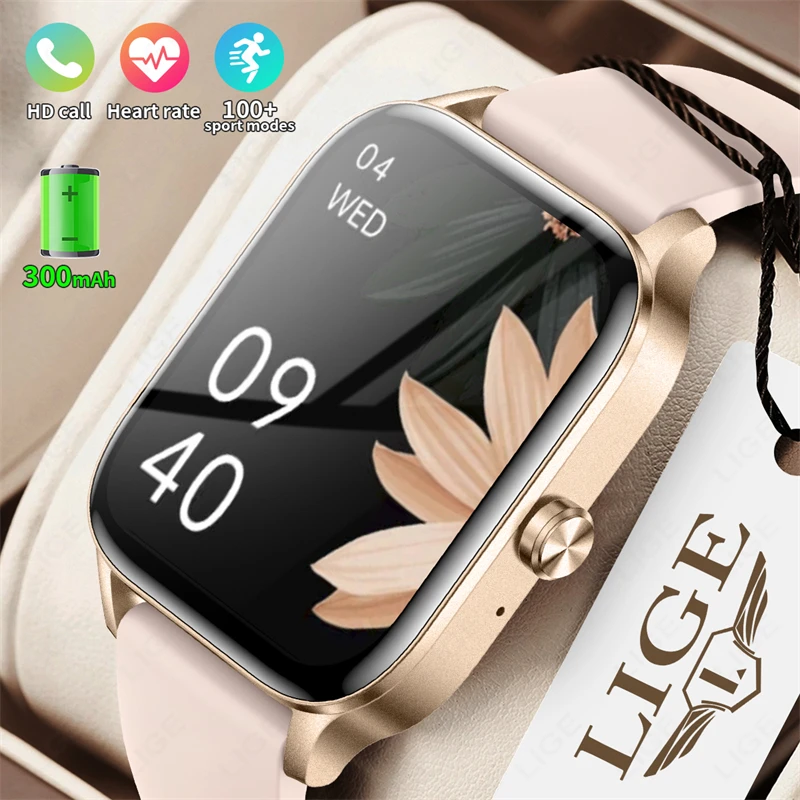 LIGE Women Simplicity Smart Watch 1.85” HD Screen Custom Face Women Health Monitor Watch Bluetooth Call Sports Smartwatch Men