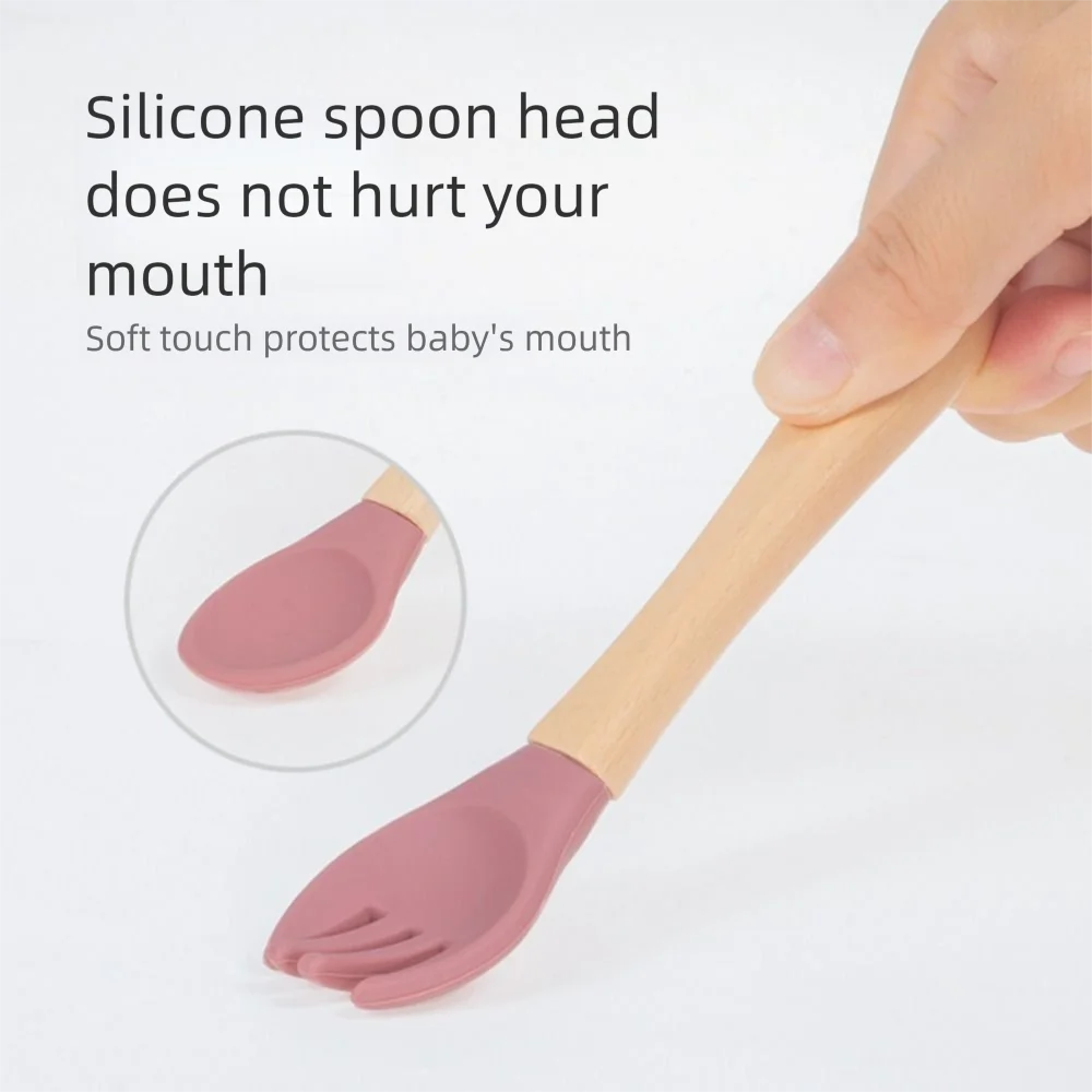 

Противоскользящая силиконовая детская тарелка для кормления, водонепроницаемая, гибкая, с ложкой и вилкой, из пищевого силикона