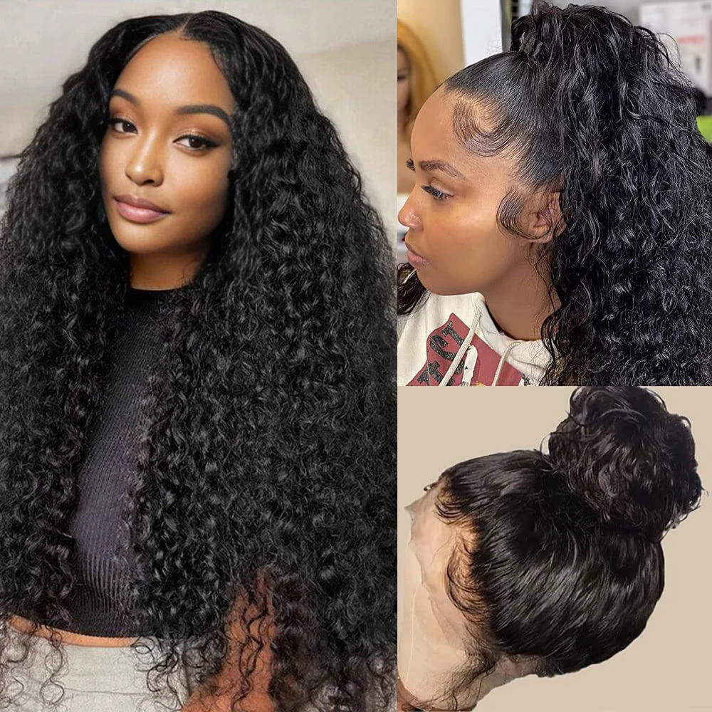 

360 Deep Wave Lace Front Wigs Human Hair Pre Plucked with Baby Hair 220% Density Deep Curly Full Lace Human Hair Wigs