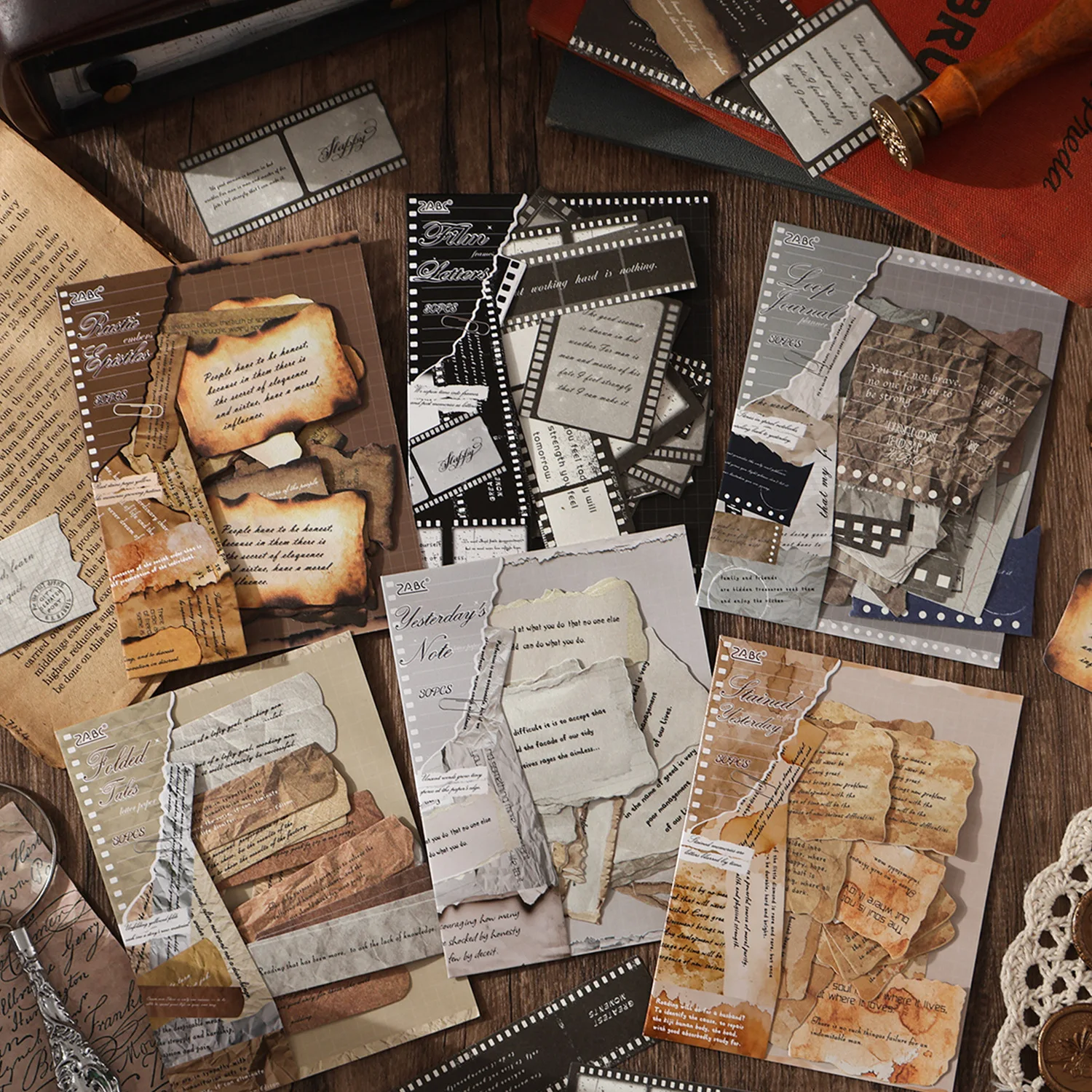 30 Stück/Packung Memory Letter Series Sticker Pack, Vintage-Sticker im Burnt-Style für DIY Journal Scrapbooking