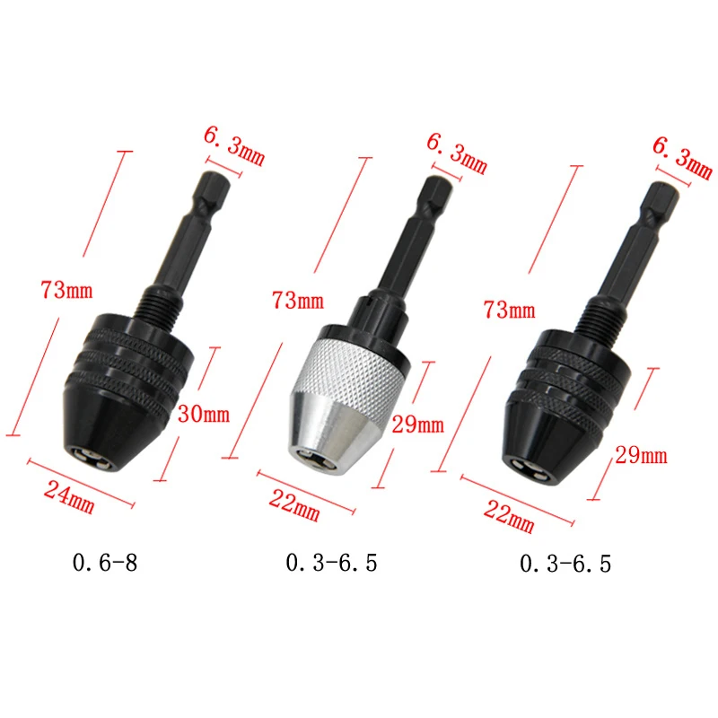 Drill Chuck Keyless Screwdriver Impact Driver Adaptor Electric Micro Motor Clamp Mini Chuck Fixture Hex Shank Drill Bits Adapter