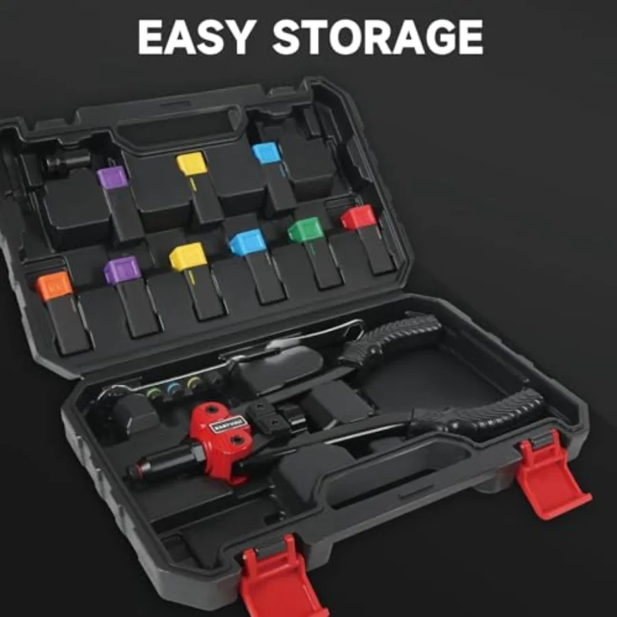 3 in 1 핸드 리벳 건 툴 키트, 자동차 및 금속 제작용 14인치 리벳너트 툴 포함, 6개의 미터법 맨드렐 M3 M4 M5 포함