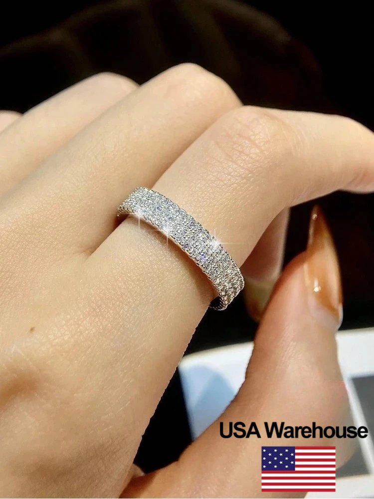 

925 Sterling Silver Full Zircon Shining Classic Ring For Women Engagement Wedding Anniversary Fashion High Quality Fine Jewelry