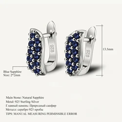 GEM'S BALLET Natural Blue Sapphire S-shape Gemstone Earrings 925 Sterling Silver Vintage Stud Earrings For Women Fine Jewelry