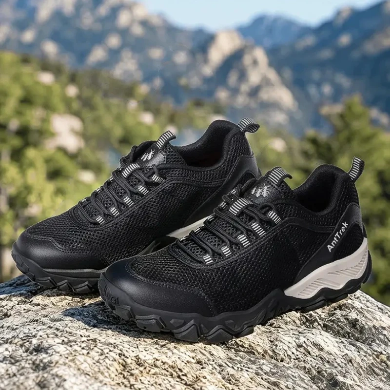 Men's fashionable and comfortable summer mesh breathable outdoor hiking shoes, anti slip hiking shoes, men's shoes