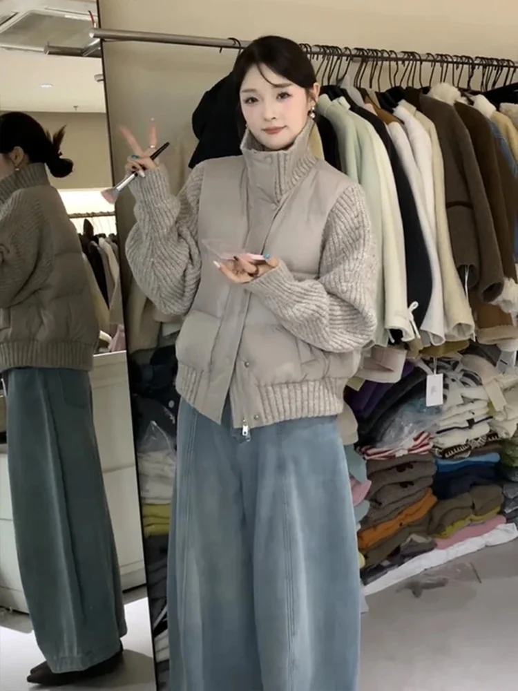 

Утепленная хлопковая куртка в корейском стиле, зимняя одежда для повседневной носки, свободный крой, длинный рукав, на молнии, однотонная