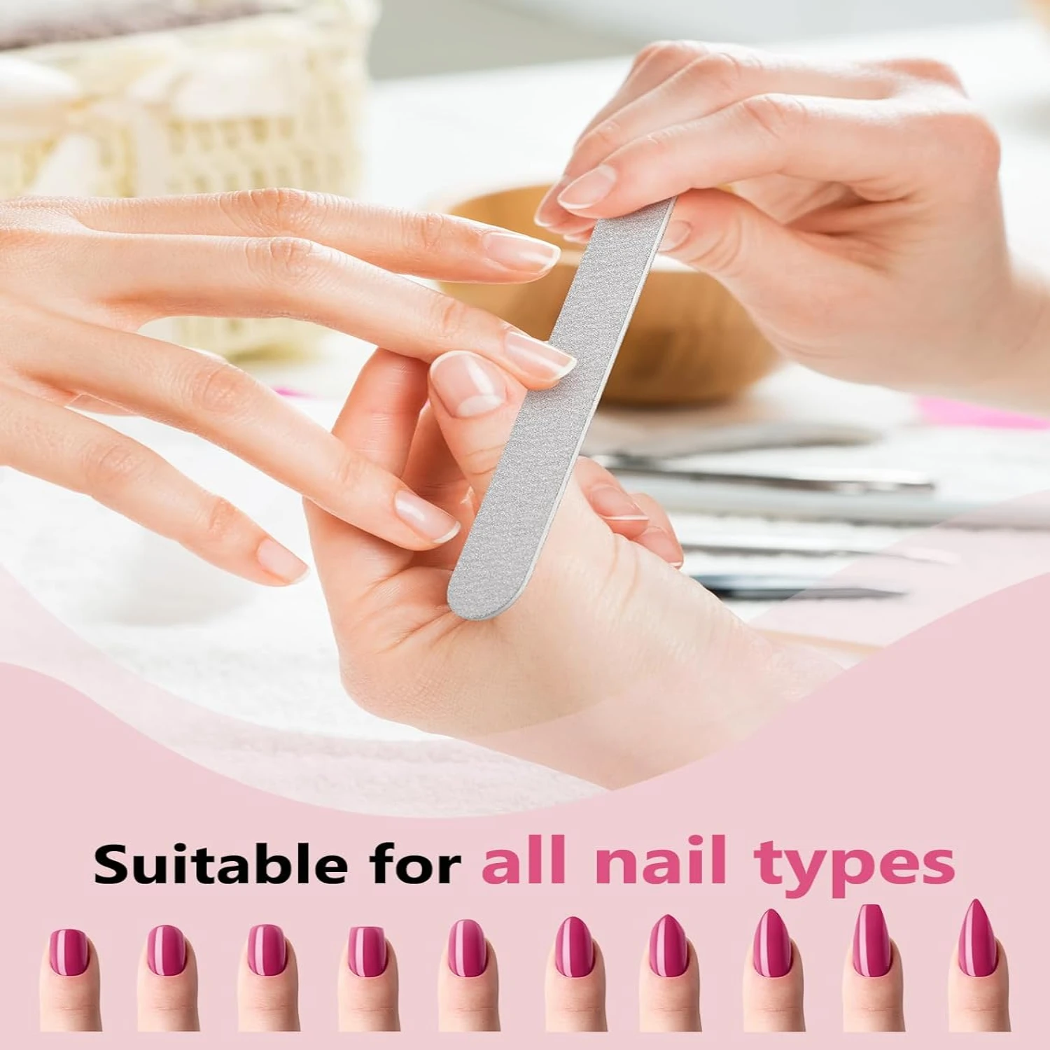 Donna - Set di lime e tamponi professionali di alta qualità a doppia faccia da 25 pezzi deluxe per manicure e pedicure di qualità superiore - T