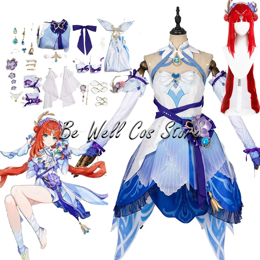 Nilou Peluca de disfraz de Cosplay Genshin Impact Breeze of Sabaa, uniforme de vestido, sombreros de bailarina de piel para mujeres y niñas, Halloween, nuevo