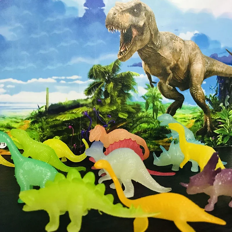 8/16pcs Luminous Dinosaurs Glow in The Dark Dino Dinosaurs Toys Baby Mini Boys Cake Decorations Gift for Kids Novelty Models