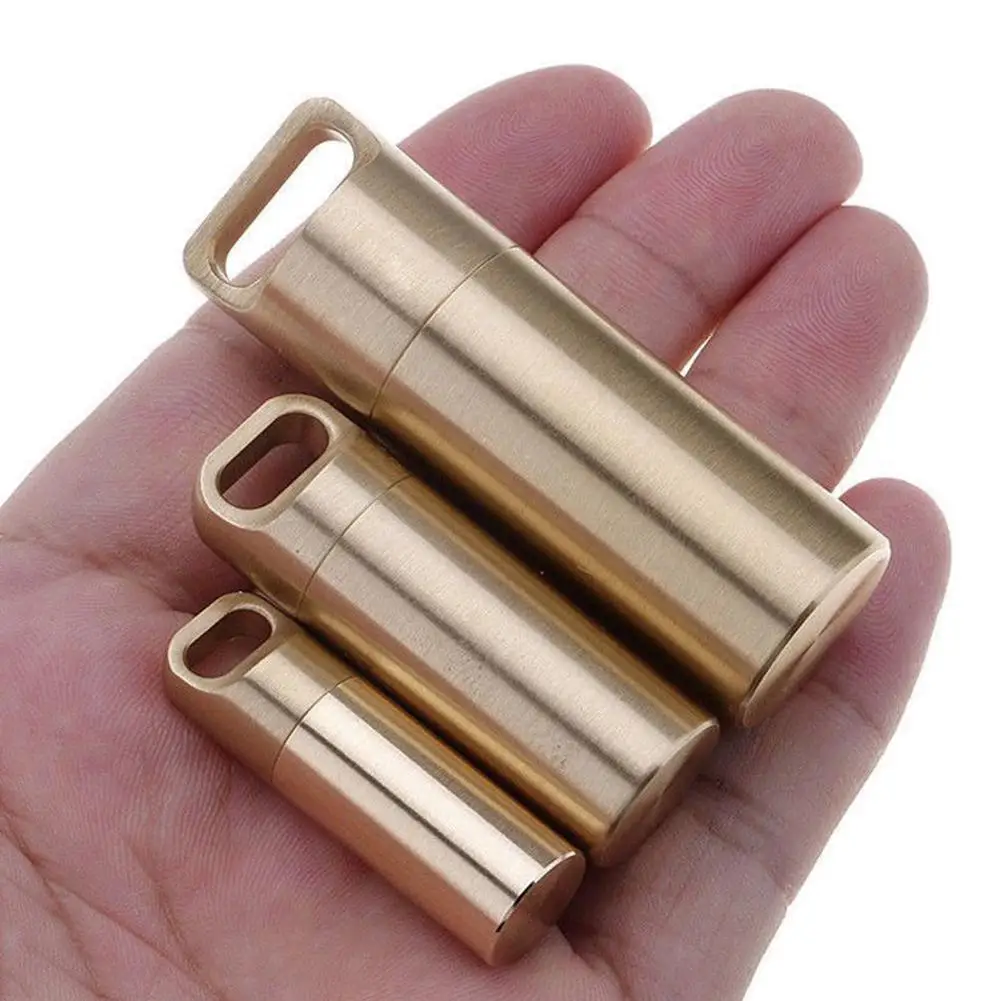 Portable Mini Stainless Steel Sealed Capsule Waterproof Pill Box Camping Firstaid keychain Travel Outdoor Portable Pill Case