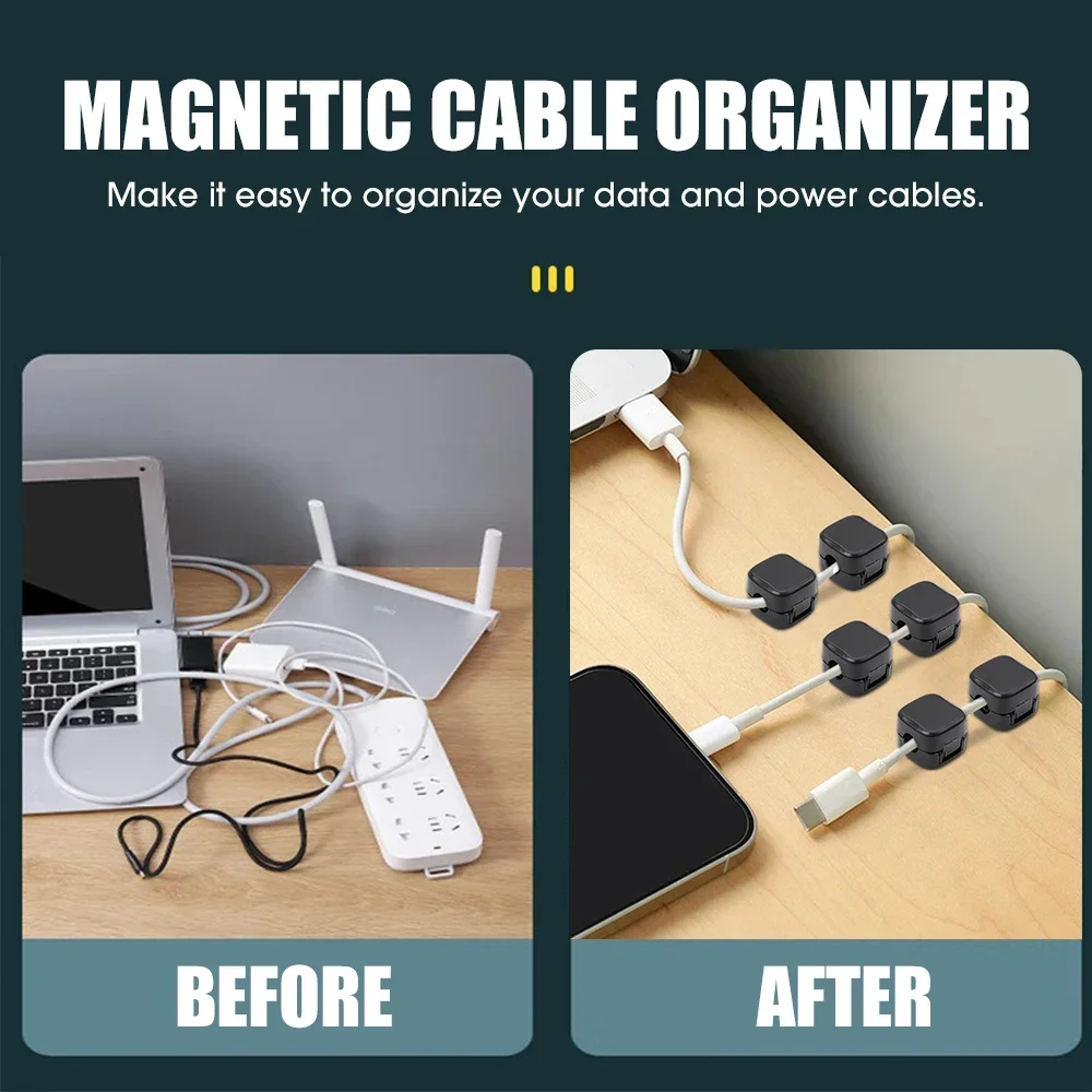 Magnetic Cable Clips Cable Smooth Adjustable Cord Holder Under Desk Cable Management Wire Keeper Cable Organizer Holder