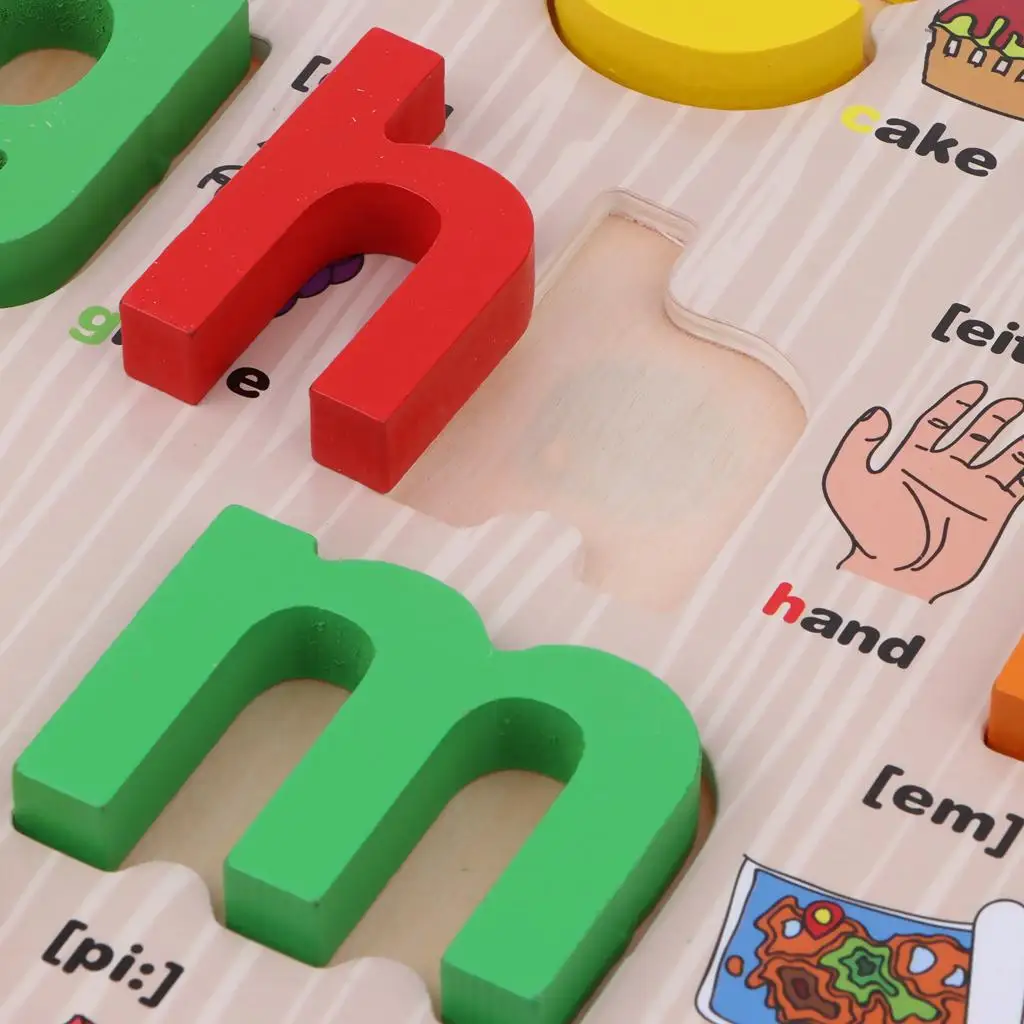 Lettres de l'alphabet en bois pour enfants, puzzle, jouet, apprendre