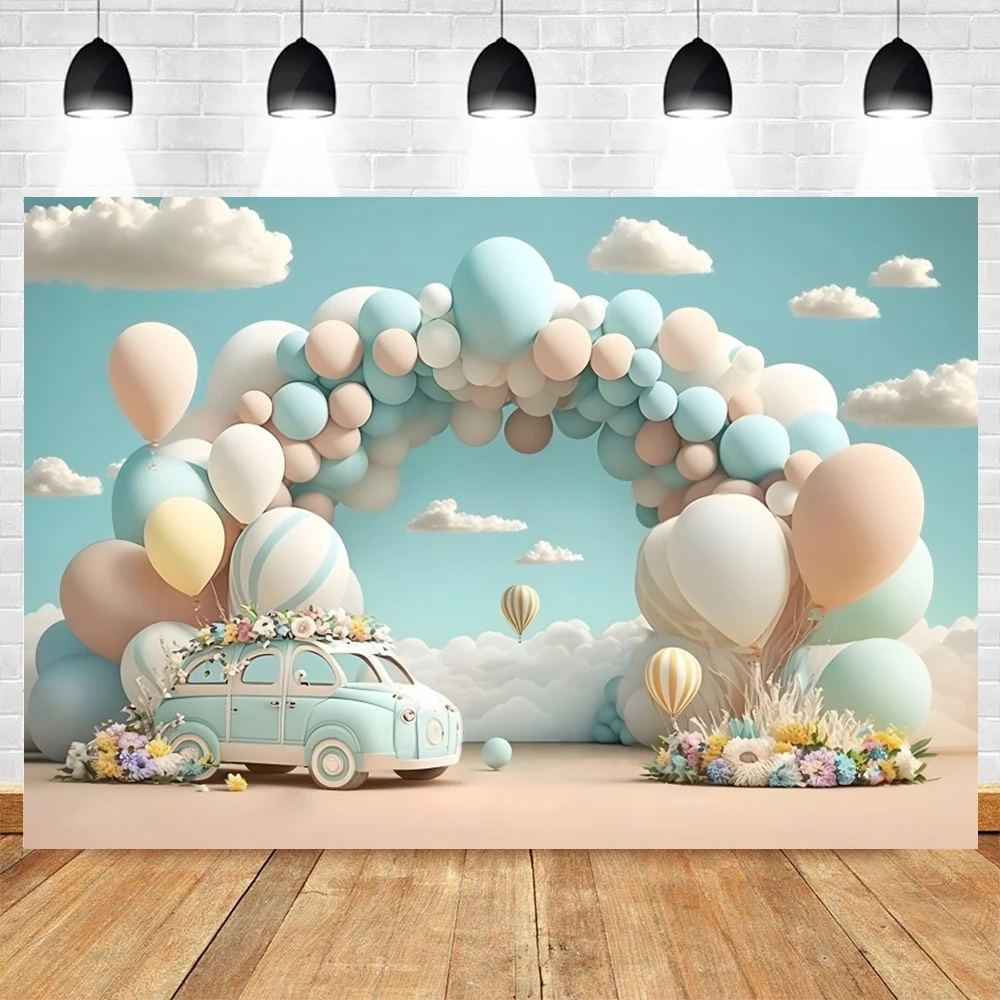 Newborn Baby Shower Backdrop for Girl Boy Kids Birthday Party Cake Smash Boho Balloon Photography Background Photo Studio Props