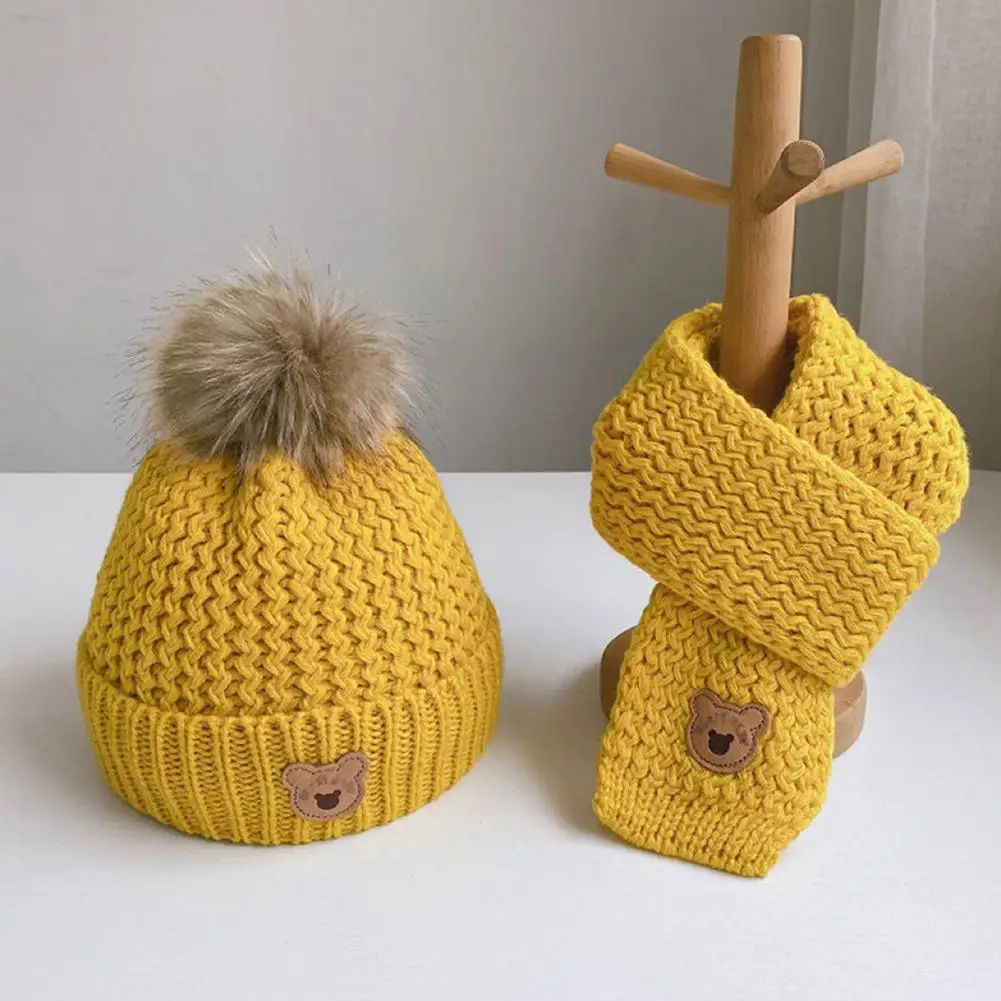 

Теплая шапка с полями для детей. Уютная вязаная зимняя шапка, шарф, комплект с помпоном для детей. Мягкая утепленная погода для мальчиков.