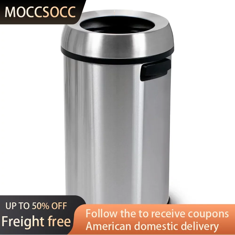 

65 Liter Open Top Trash Can Bathroom Trash Bin Commercial Grade Stainless Steel Food Waste Processing Machine Recycle Household