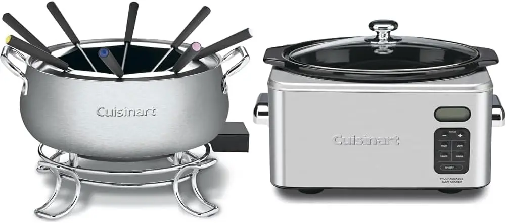 Fondue Pot,3 Quart,For Chocolate,Cheese,Broth,Stainless Steel, CFO-3SSP1 & PSC-650 Stainless Steel Programmable Slow Cooker