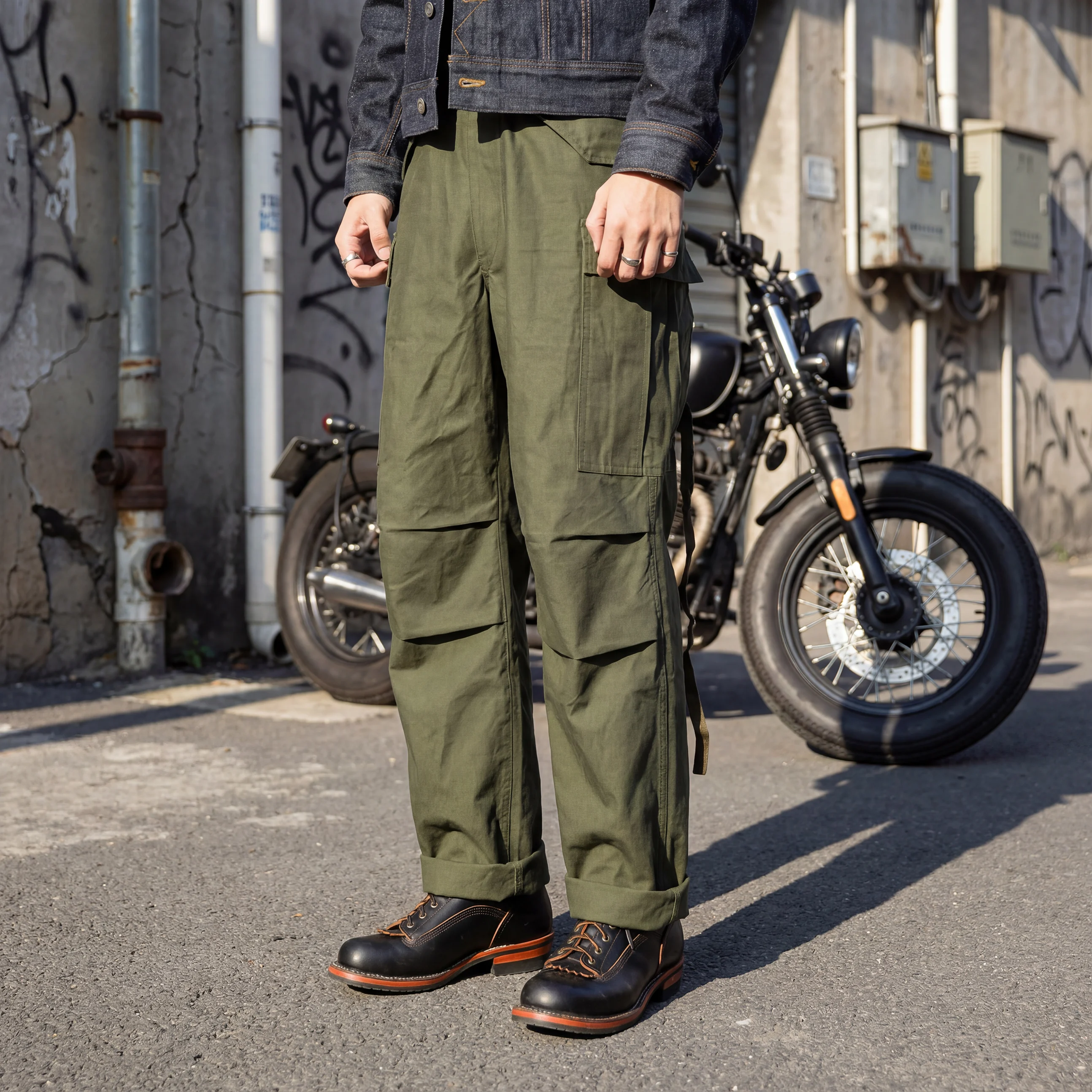

M65 Us Military Style Cargo 9 Oz Mens Vintage Military Style High Waist Loose Fitting Casual Pants