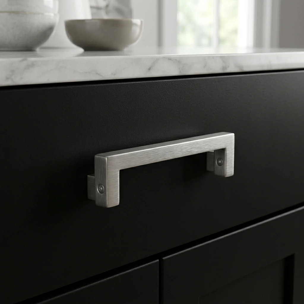 Ergonomic Cabinet Handle Modern for Industrial Kitchen Cupboard Aluminum Alloy Drawer Pulls Matte Black Furniture Hardware