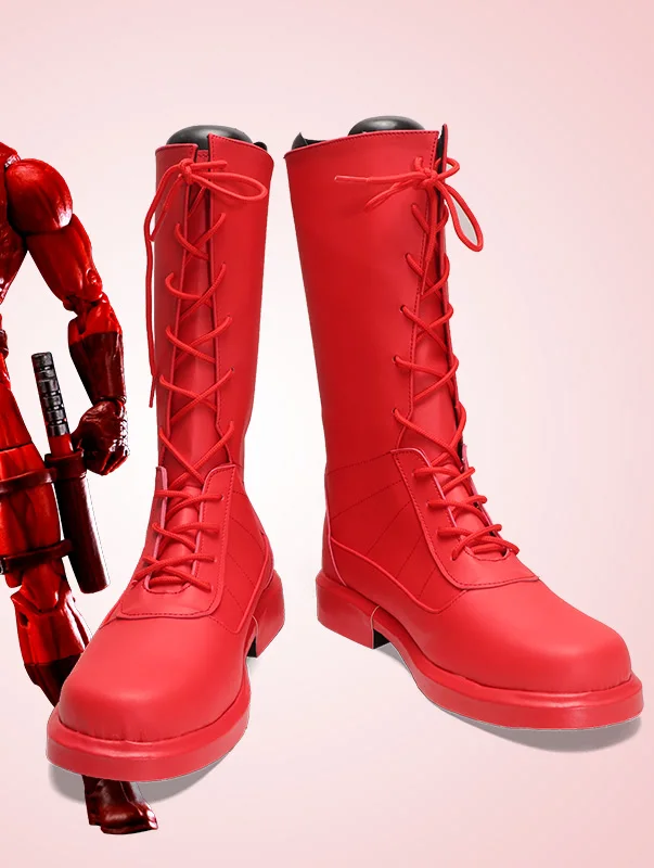 Dare diavolo Cosplay Matt Murdock Scarpe da supereroe Stivali Uomo Ragazzi Carnevale di Halloween Stivali rossi fatti a mano
