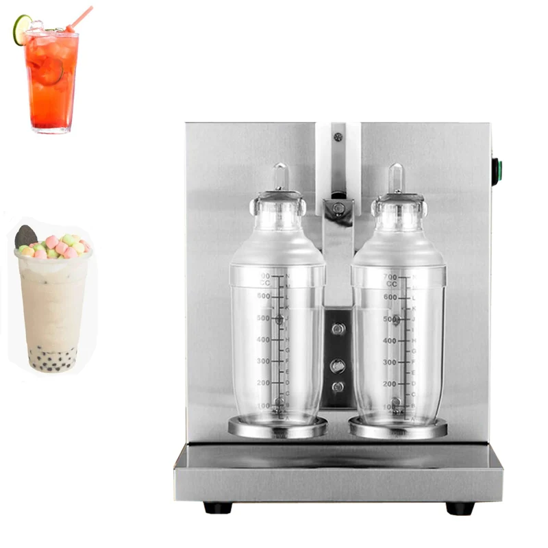 

220V Electric Automatic Double Frame Milk Tea Shaker Stainless Steel Bubble Boba Shaker Milk Tea Shop Equipment