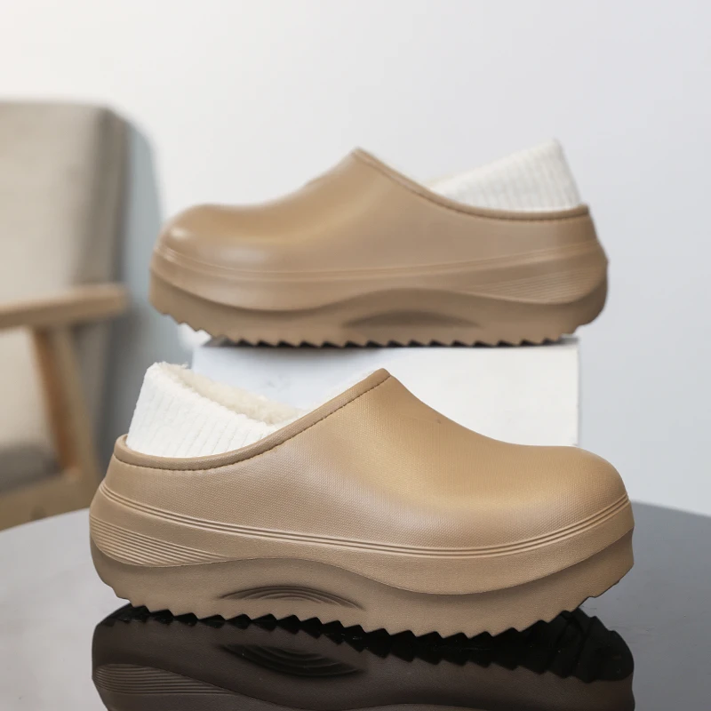 

Winter Men's Cotton Slippers Warm Shoes For Man Outdoor Indoor Flats Mens Women Non-slip Waterproof House Plush Warm Slippers