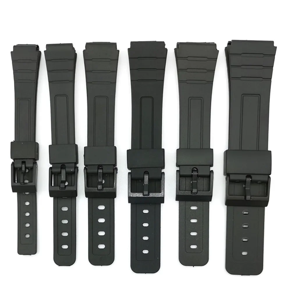 12/14/16/18/20/22mm Resin Silicone Strap Universal Black PU Watch Band for Casio F-91W F-84 F-105/108 A-158/168 AE-1200/1300