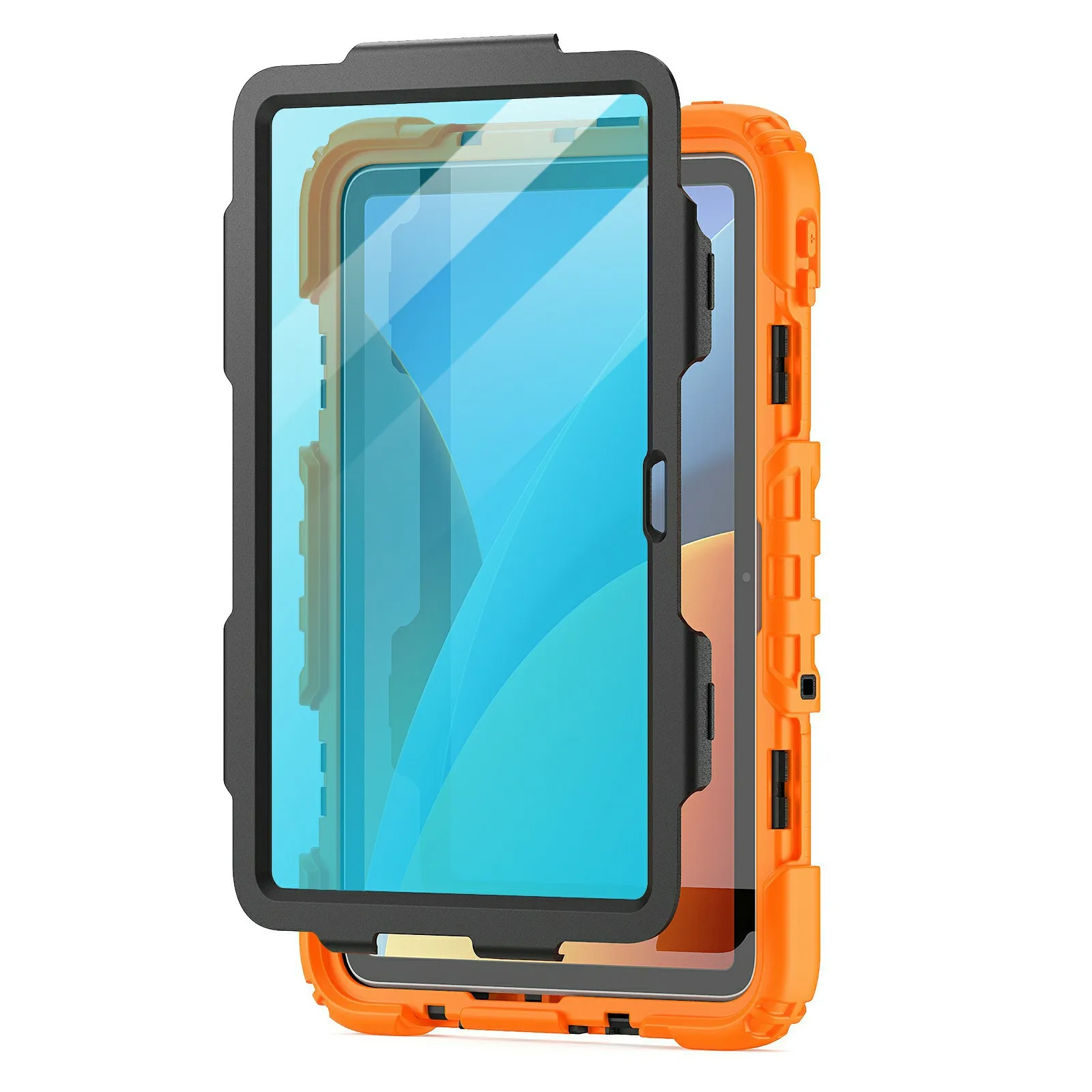 For Xiaomi Redmi Pad 2 9.7 Case Hand Strap Kickstand PC + Silicone Tablet Cover with PET Film and Shoulder Strap - Orange