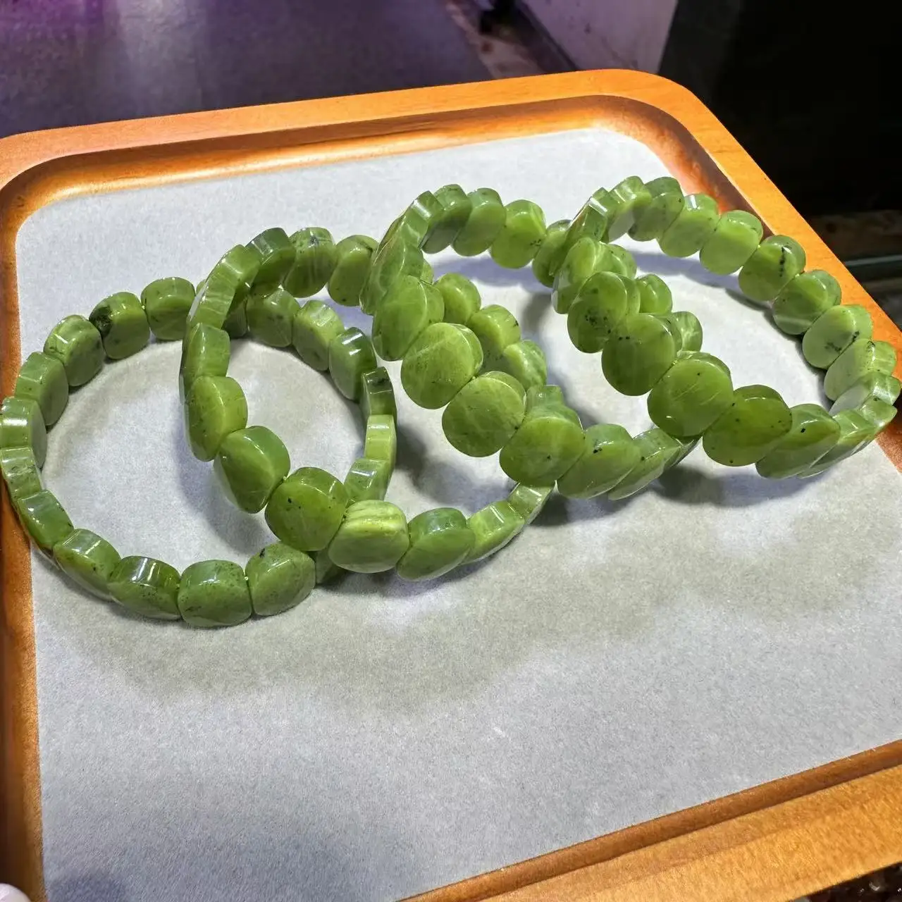 

2025New Natural Nephrite /canadian Jade Stone Beads Bracelet Charm Gemstone Bangle DIY Jewelry for Woman for Gift Wholesale !