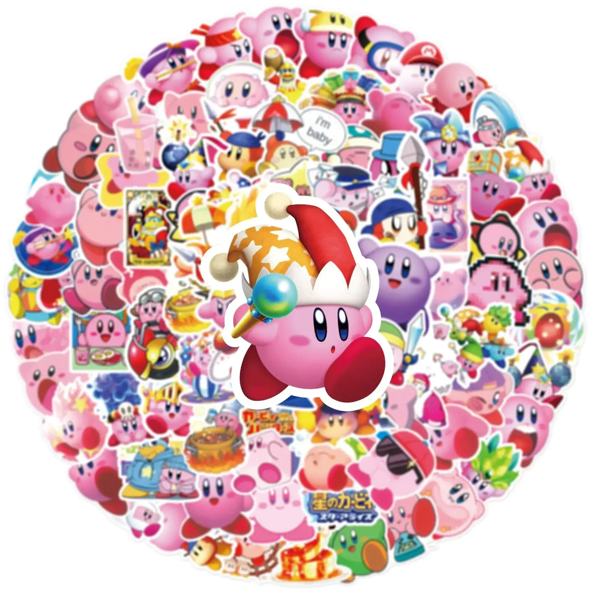 50/100PCS Kawaii Kirby Anime Game Stickers Skateboard Fridge Guitar Laptop Motorcycle Travel Cute Cartoon Kid Toy Sticker Gift