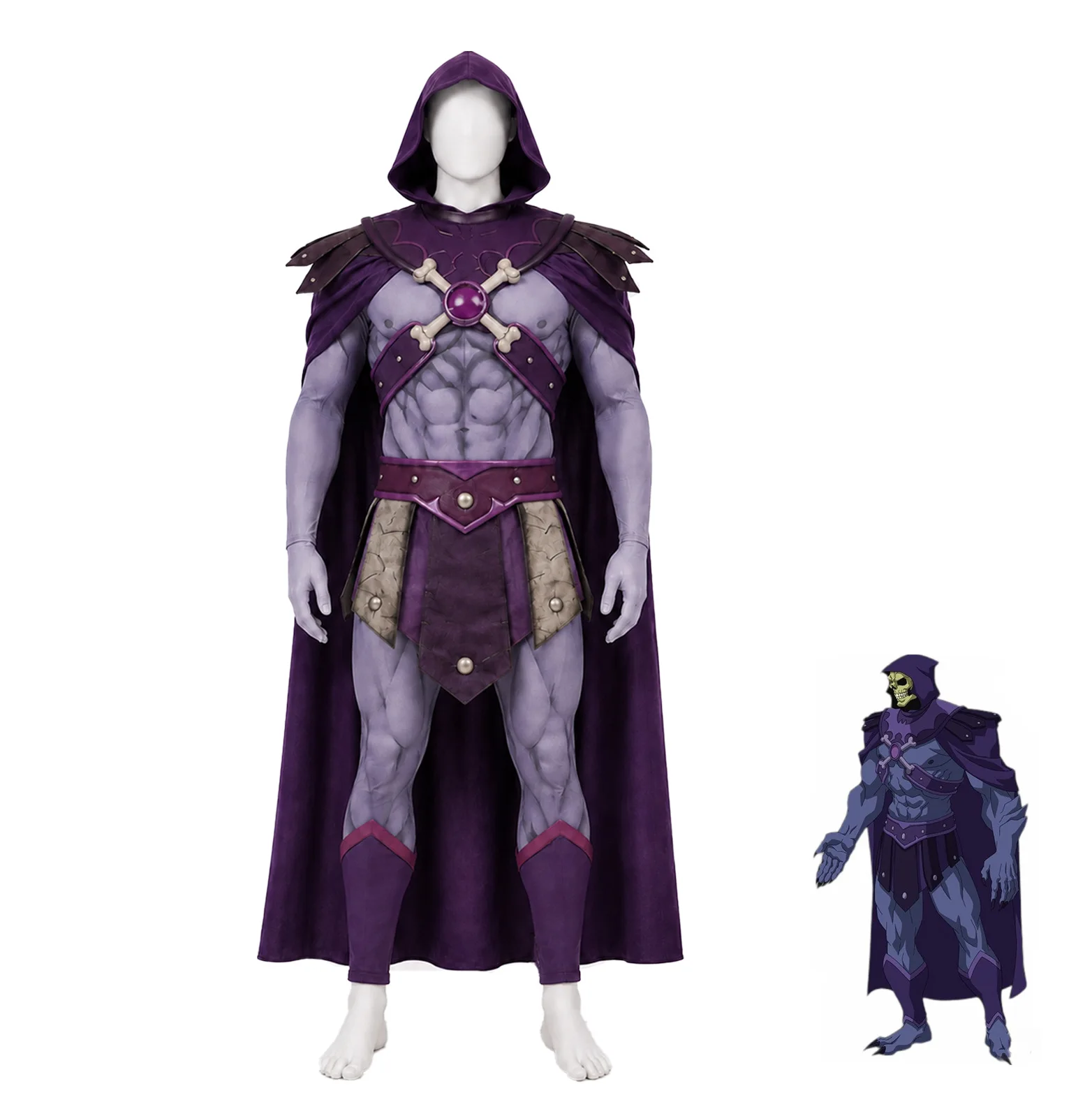 Image of Masters of The Universe Skeletor Cosplay-Kostüme Anime-Charakter Halloween-Party-Kostüm Aufführungskleidung für Erwachsene