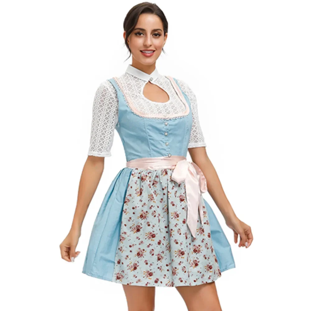 Traditonal Women Oktoberfest Dress German Bavarian Dirndl Beer Girl Costume