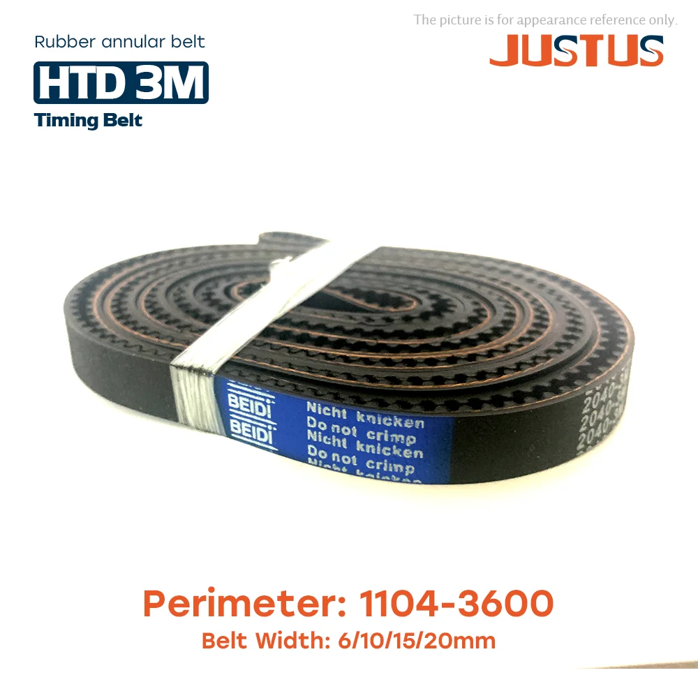 

HTD 3M Timing belt length 1104/1140/1200/1263/1335/1344/ 1500/1638/1800/1905/1980/2001/2040/2460/2640/3000/3600mm Rubber closed