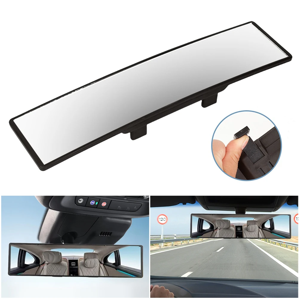 285mm Wide Convex Curve Panoramic Mirror Rubber Clip Anti Glare Panoramic Rear View Mirror Wide Angle Convex Rearview Mirror