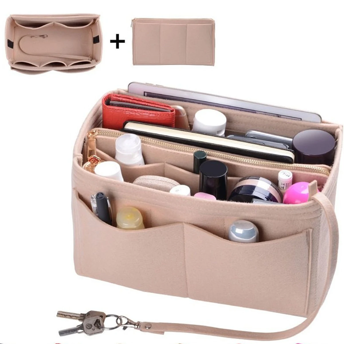 Make up Organizer Felt Insert Bag for Women Handbag Travel Inner Purse Portable Cosmetic Bags Large Capacity Purse Organizer Hot