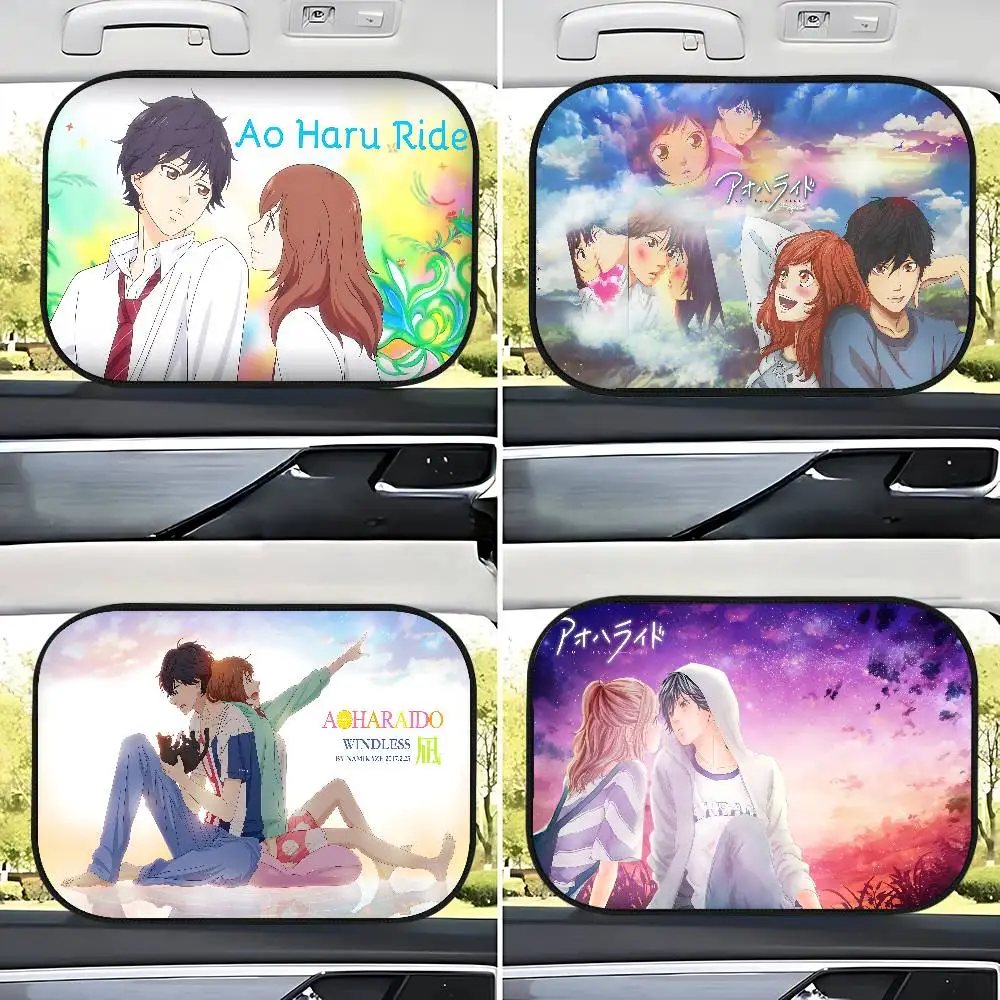 

A-Ao H-Haru R-Ride Anime Car Sun Shade UV Electrostatic Adsorption Car Window Sunshade Universal Auto Outdoor Sunscreen