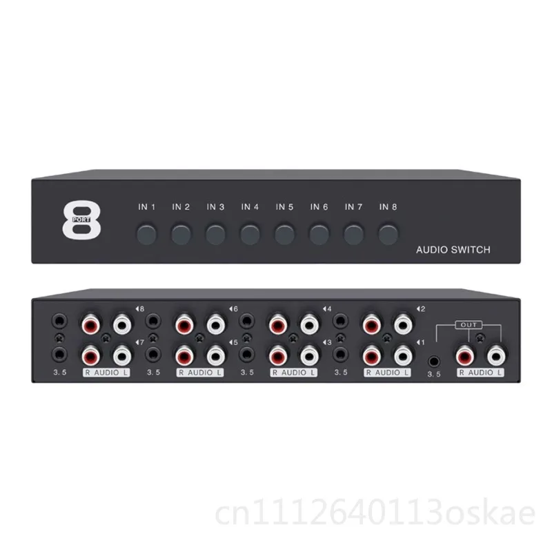 Audio switcher 4 in 1 out 4 channels Audio sharer Stereo 3.5 Headphones Lotus Red and White AV