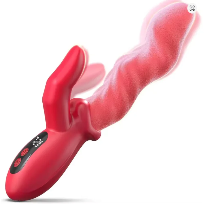 2 IN 1 Thrusting Vibration Toy for Women  Spot Stimulator LED Light Rabbit Personal Massager Dual Motor Intimate Body Relax Dev