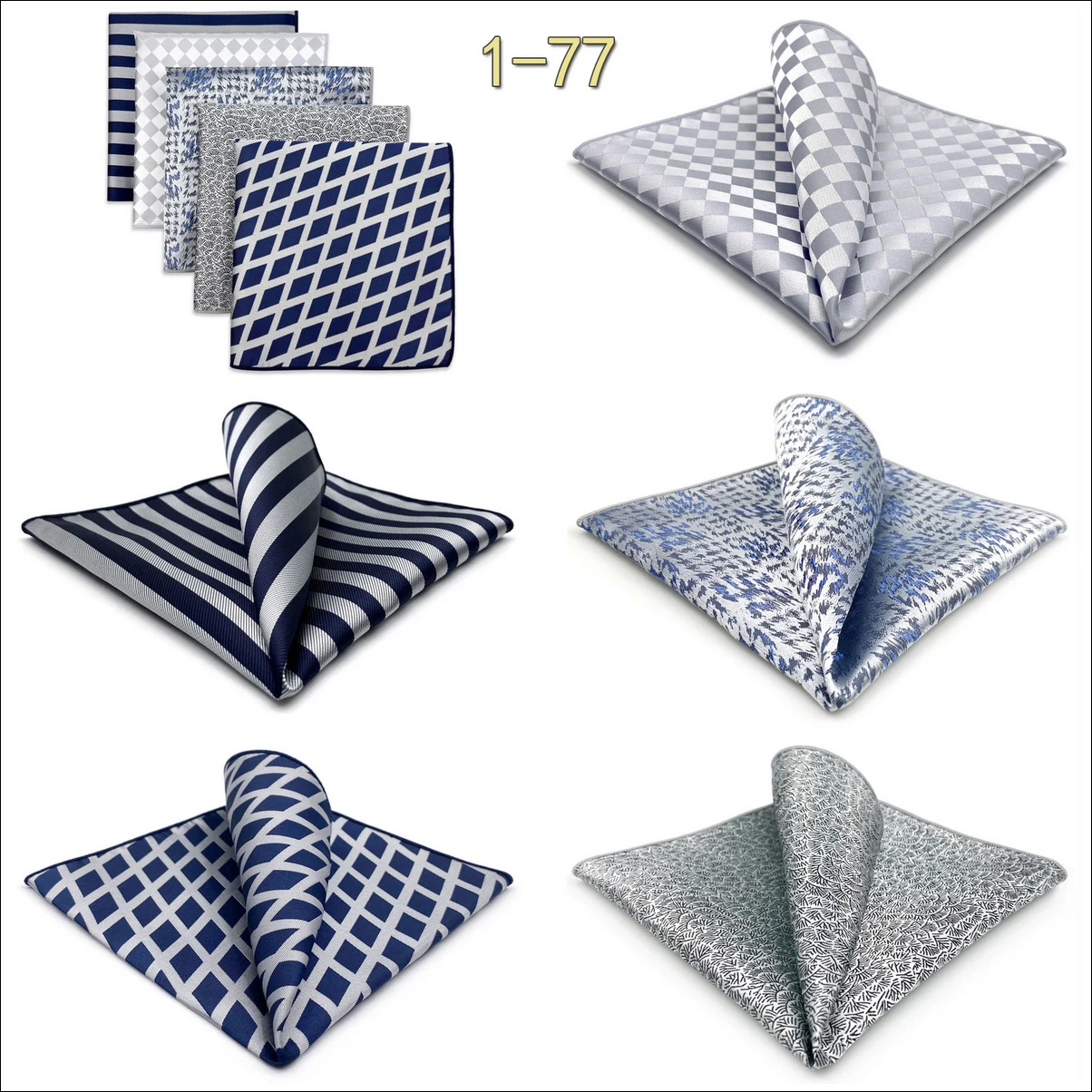 5 PCS Luxury Mens Pocket Square Set Handkerchief Assorted Paisley Floral Print Striped Hanky Suit Gentlemen Wedding Gift Vintage