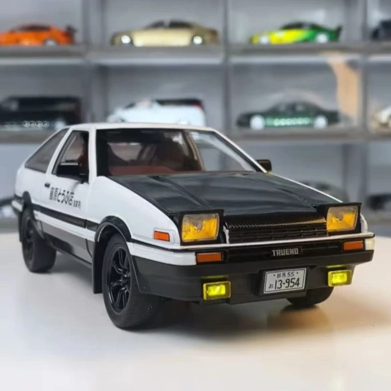 1:24 Initial D Toyota Trueno AE86 Alloy Diecast Car Model Sports Car Toys For Kids Adults Pull Back Vehicles Toy Cars Black Hood