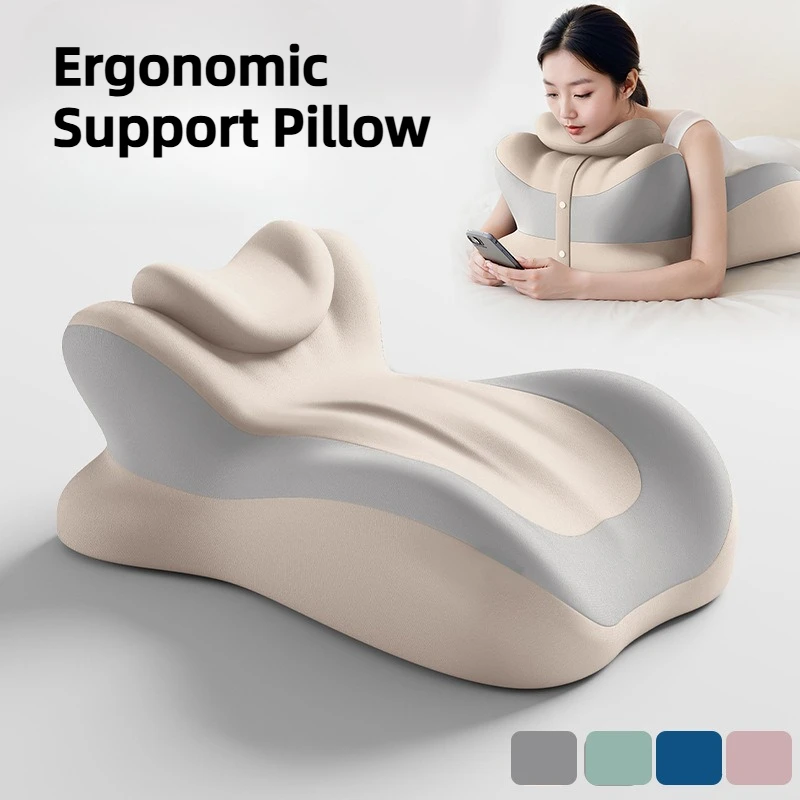 Ergonomic Memory Foam Pillow for Prone Sleeping Neck Pain Relief Wedge Support Pillow for Bed Sofa，Suitable for couples
