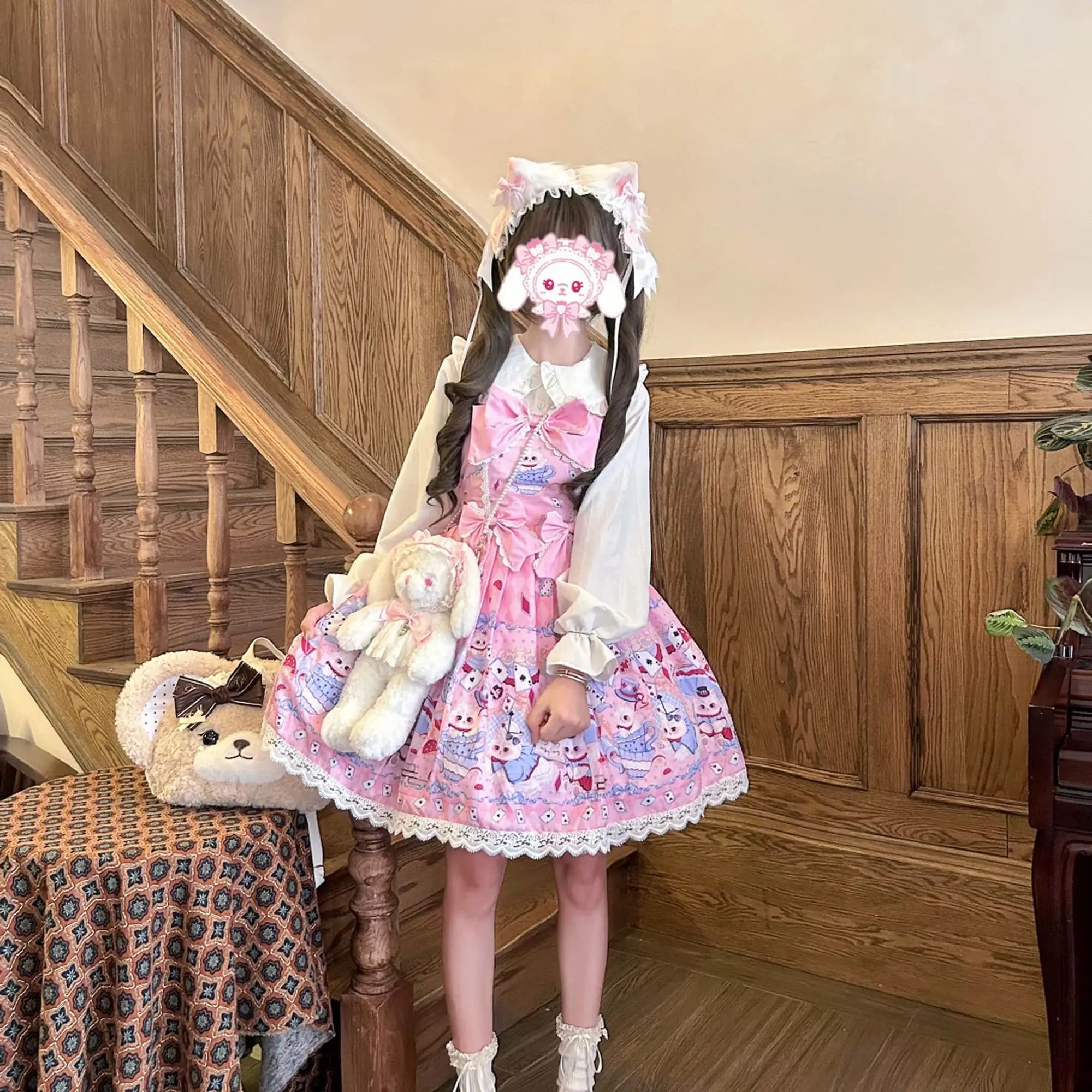 SOIOMES Oryginalny [Alice's Tea Meow Club] Lolita Autentyczny Projekt JSK Jesień/Zima Codzienna Spódnica LO Słodka i Urocza