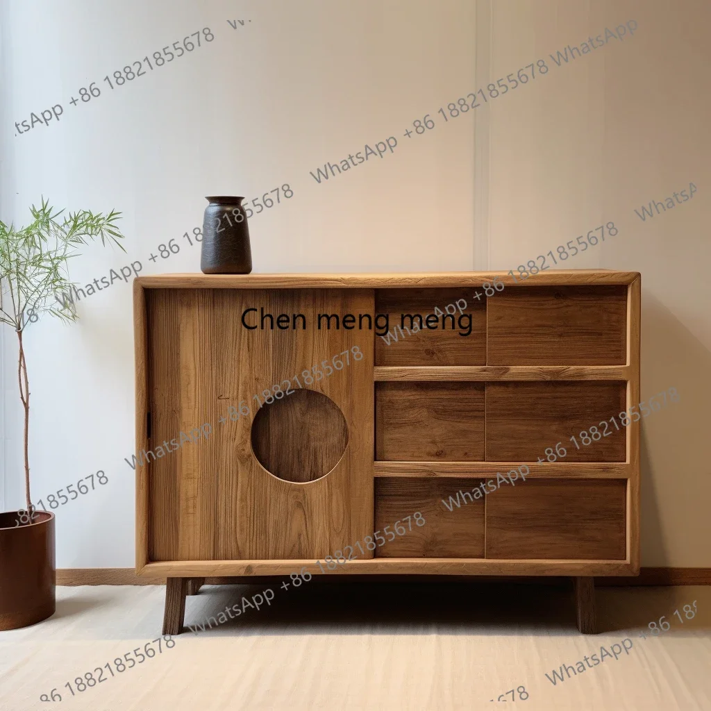 

Style Solid Wood Sideboard Vintage Distressed Storage Cabinet Living Room Entryway Cabinet Antique Style Storage Cabinet