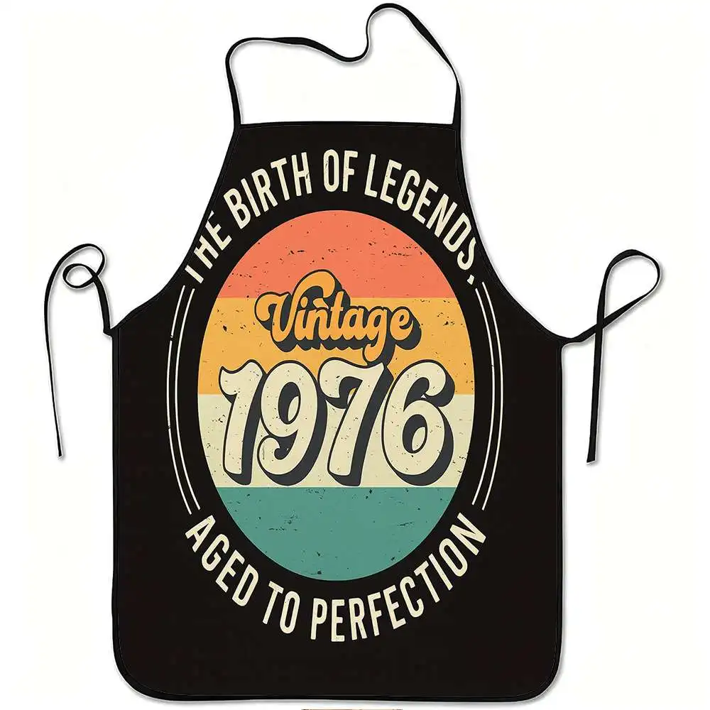 Vintage 1976 Birth of Legends Print Apron Waterproof Kitchen Cooking Bib for Men Women Household Grilling Cover