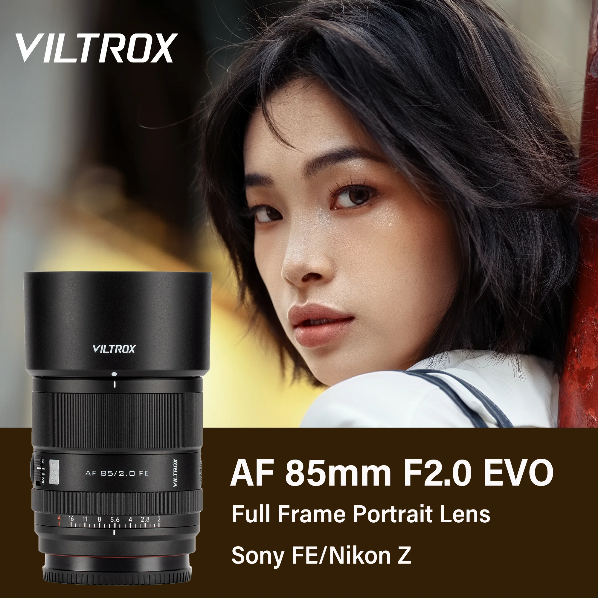 Viltrox 85mm F2 EVO Lente de Câmera Full Frame com Foco Automático 85mm Lente Clássica para Retratos Casamentos Eventos Vlogs e Vídeos Cinematográficos para Nikon Z5II Z6III Z7 ZF e Sony A7C2 ZV-E10 II A7M4 ZV-E1 FX3